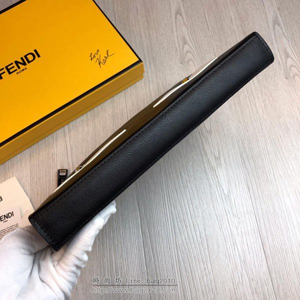 FENDI手包 升級版小怪獸533手包 義大利皮 飾配金屬眼珠 芬迪手拿包  fdz2117